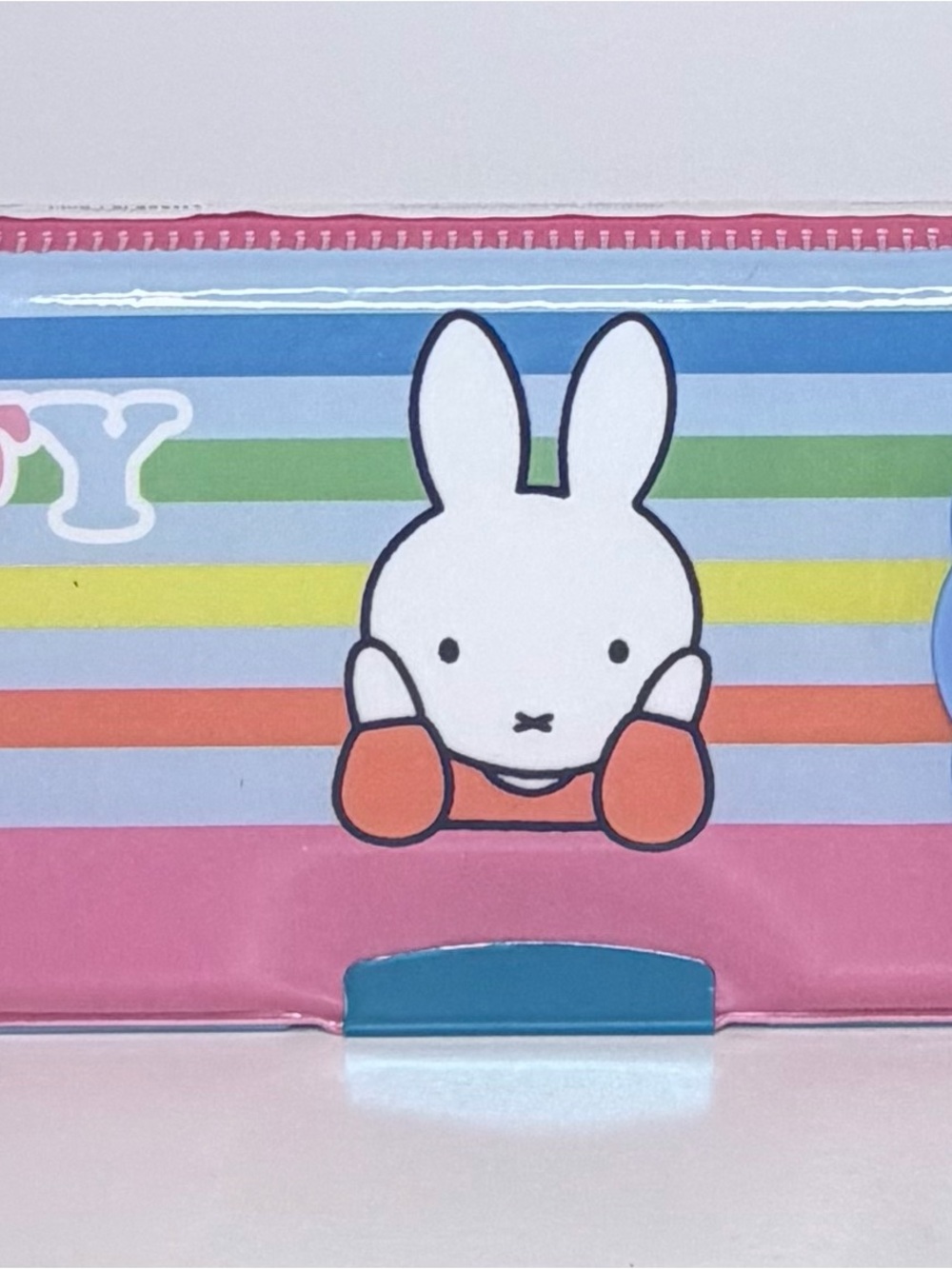 miffy Rainbow Striped Bunny Pouch in Pink and Blue